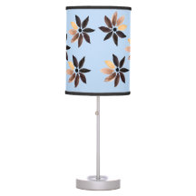 Desk Lamp in Light Sky Blue with Brushstroke Flowe