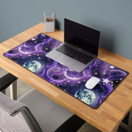 Desk Mat – Luxury Purple Celestial Moon Phases デスクマット