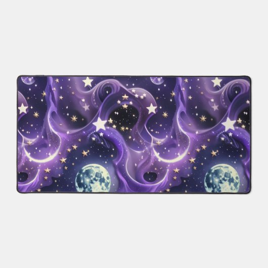 Desk Mat – Luxury Purple Celestial Moon Phases デスクマット (正面)