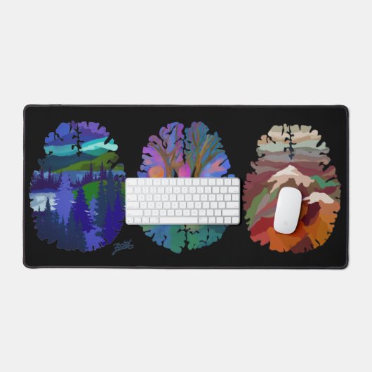 Desk Mat with Brain Art デスクマット (キーボード&マウス)
