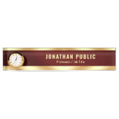 Desk Nameplate with Clock Elegant Luxurious Gold デスクネームプレート (正面)
