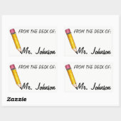 Desk of パーソナライズされた School先生から 長方形シール (シート)