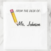 Desk of パーソナライズされた School先生から 長方形シール (バッグ)