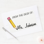 Desk of パーソナライズされた School先生から 長方形シール (封筒)