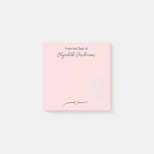 Desk of Pink and Black Script Nameハート ポストイット (正面)