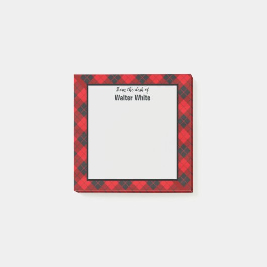 Desk of Red Plaid Flannel Post-it Notes ポストイット (正面)
