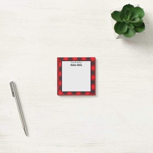 Desk of Red Plaid Flannel Post-it Notes ポストイット (オフィス)