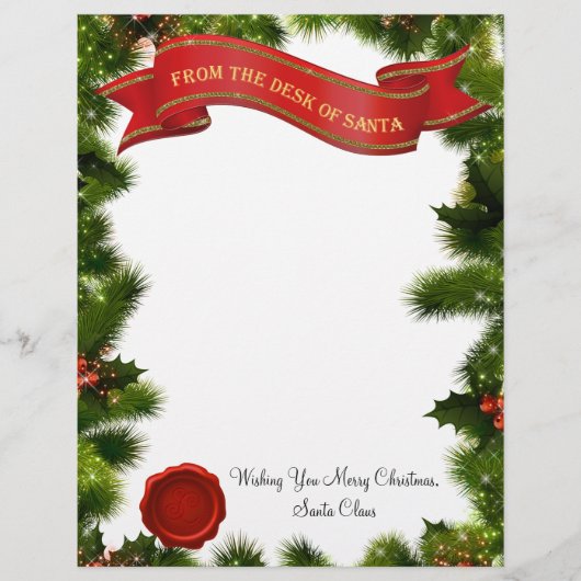 Desk of Santa Letter with Seal – 編集可能 (正面)