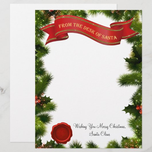 Desk of Santa Letter with Seal – 編集可能 (正面/裏面)