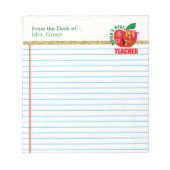 Desk of Worldの最高の先生 パーソナライズされた ノートパッド (正面)