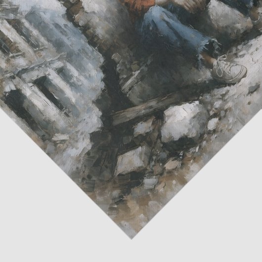 Desolate Urban Woman Blue Decoupage 薄葉紙 (詳細)