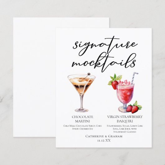 Dessert Mocktails Chocolate Strawberry Drinks Menu (正面/裏面)