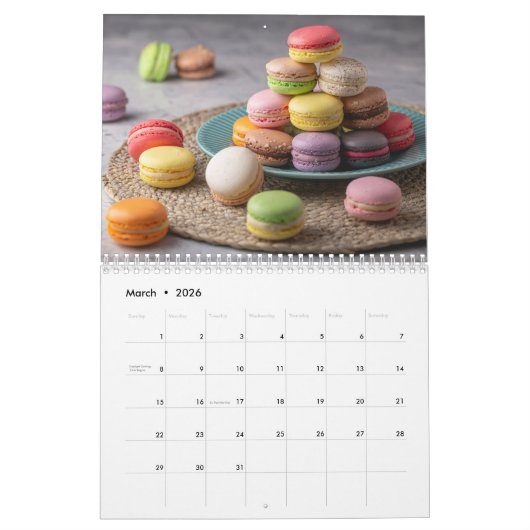Desserts & Baking 2026 Calendar カレンダー (3月 2026)