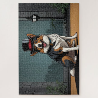 Dessin chien berger australien dans une rue ジグソーパズル