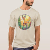 Dessin d’un cerf dans la forêt. tシャツ (正面)