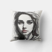 Dessin du portrait d'une femme クッション (裏面)
