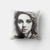 Dessin du portrait d'une femme クッション (正面)
