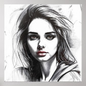 Dessin du portrait d'une femme ポスター (正面)