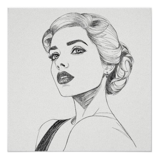 Dessin du visage d'une femme ポスター (正面)