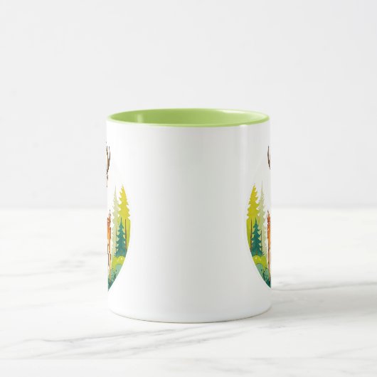 Dessin d'un cerf tout mignon dans la forêt. マグカップ (中央)