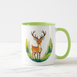 Dessin d'un cerf tout mignon dans la forêt. マグカップ