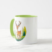 Dessin d'un cerf tout mignon dans la forêt. マグカップ (正面左)