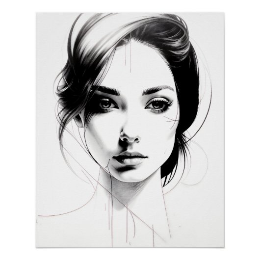 Dessin d'un visage de jeune fille ポスター (正面)