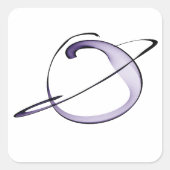 dessin mignon petite planète スクエアシール (正面)