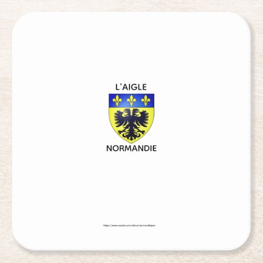 Dessous de verre - Blason de L'Aigle Normandie スクエアペーパーコースター (正面)