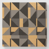 Dessous-de-Verre Carré en Grès Noir, Gris et Or ストーンコースター (正面)