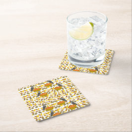 Dessous de Verre Carrés en Papier Citrouilles スクエアペーパーコースター