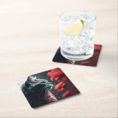 Dessous de verre chat fleur le regard スクエアペーパーコースター (インサイチュ)