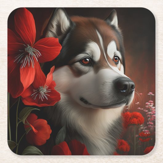 Dessous de verre chien divers スクエアペーパーコースター (正面)