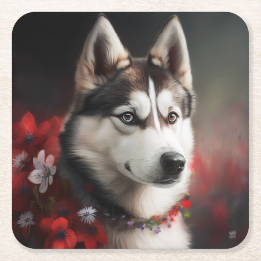 Dessous de verre chien divers スクエアペーパーコースター (正面)