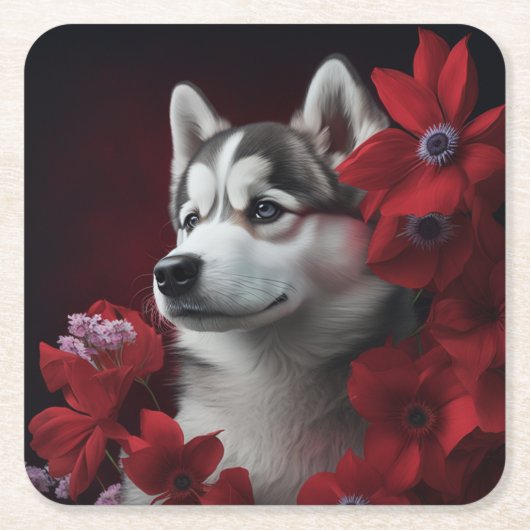 Dessous de verre chien divers スクエアペーパーコースター (正面)