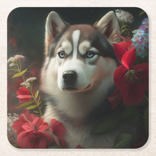 Dessous de verre chien divers スクエアペーパーコースター (正面)