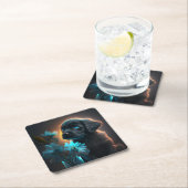  Dessous de verre chien fleur スクエアペーパーコースター (インサイチュ)