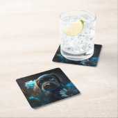 Dessous de verre chien fleur スクエアペーパーコースター (インサイチュ)