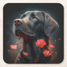 Dessous de verre chien fleur