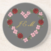 Dessous de verre en grès gris couronne de fleurs コースター (正面)