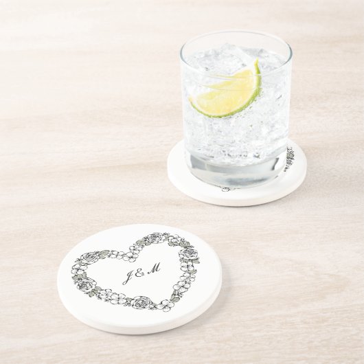 Dessous de verre en grès noir et blanc coeur コースター (側面)