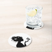 Dessous-de-verre En Papier Femme papillons blancs ラウンドペーパーコースター (インサイチュ)
