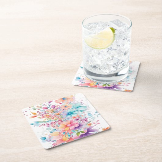 Dessous-de-verre en papier fleures スクエアペーパーコースター (インサイチュ)