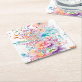 Dessous-de-verre en papier fleures スクエアペーパーコースター (アングル)