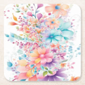 Dessous-de-verre en papier fleures スクエアペーパーコースター (正面)