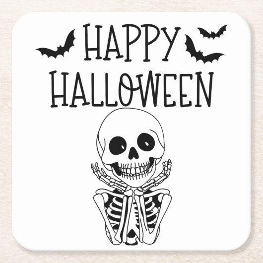 Dessous-de-verre en papier Happy Halloween スクエアペーパーコースター (正面)