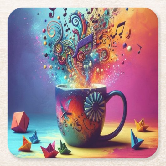 Dessous-de-verre en papier musicale スクエアペーパーコースター (正面)