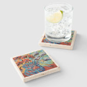 Dessous-de-verre En Pierre  - Pavots et lilas ストーンコースター (横)