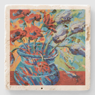 Dessous-de-verre En Pierre  - Pavots et lilas ストーンコースター