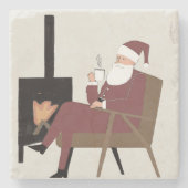 Dessous-de-Verre en Pierre Père Noël et Cheminée ストーンコースター (正面)